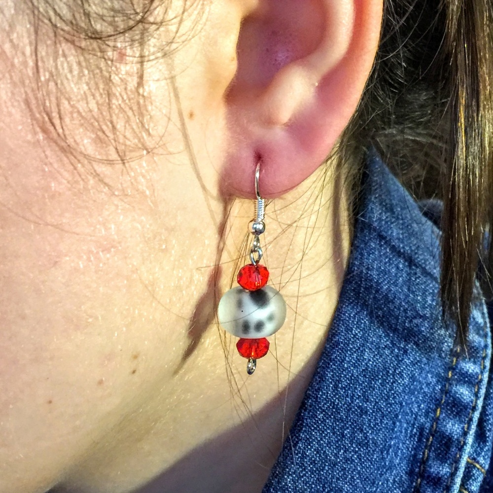 Dalmatian Glass Drop Earrings